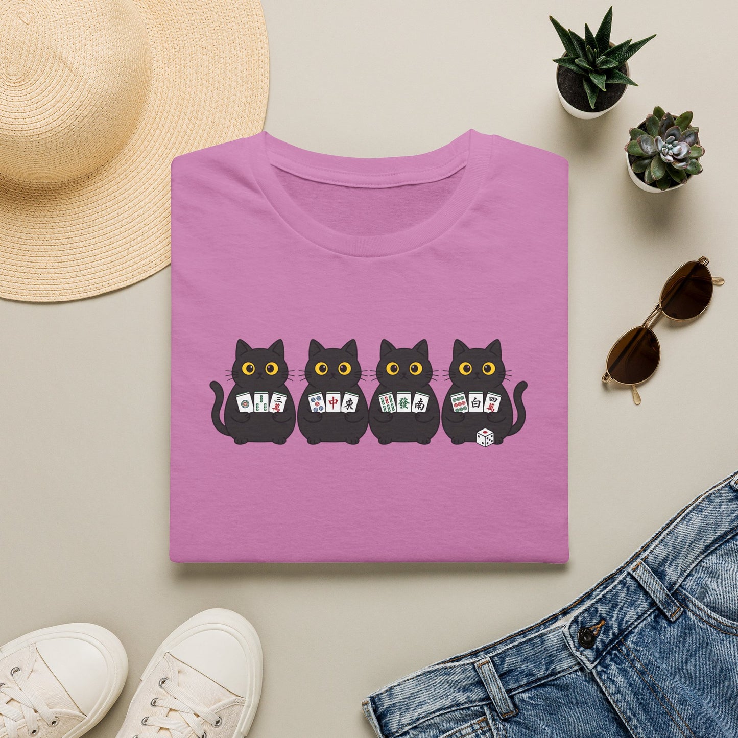 4 cats playing Mahjong