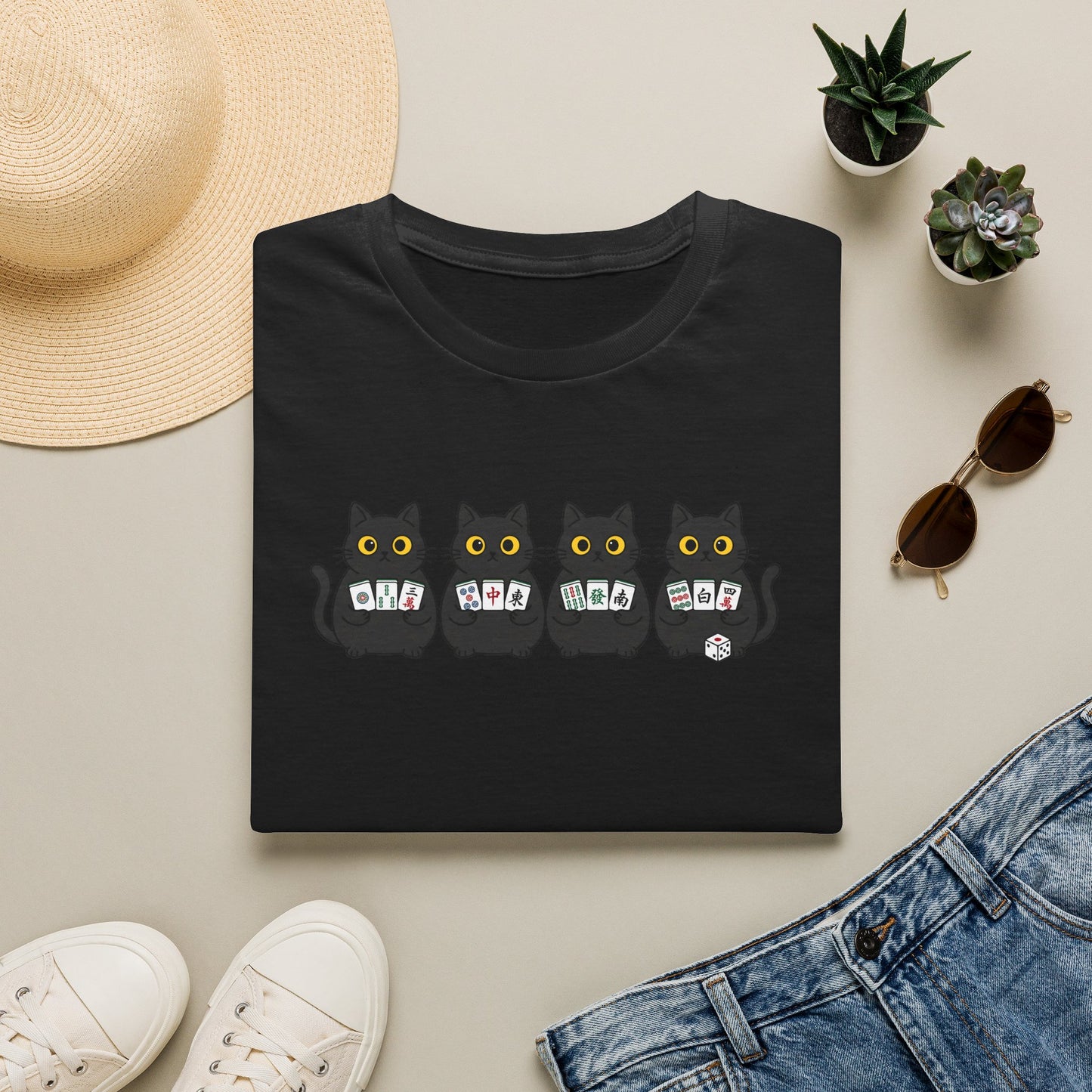 4 cats playing Mahjong
