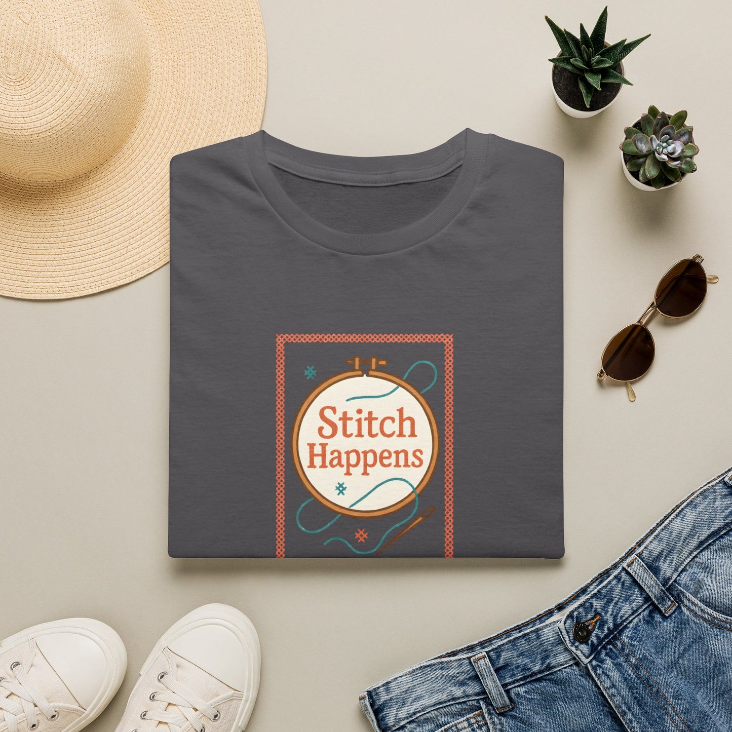 Stitch Happens Embroidery T-Shirt