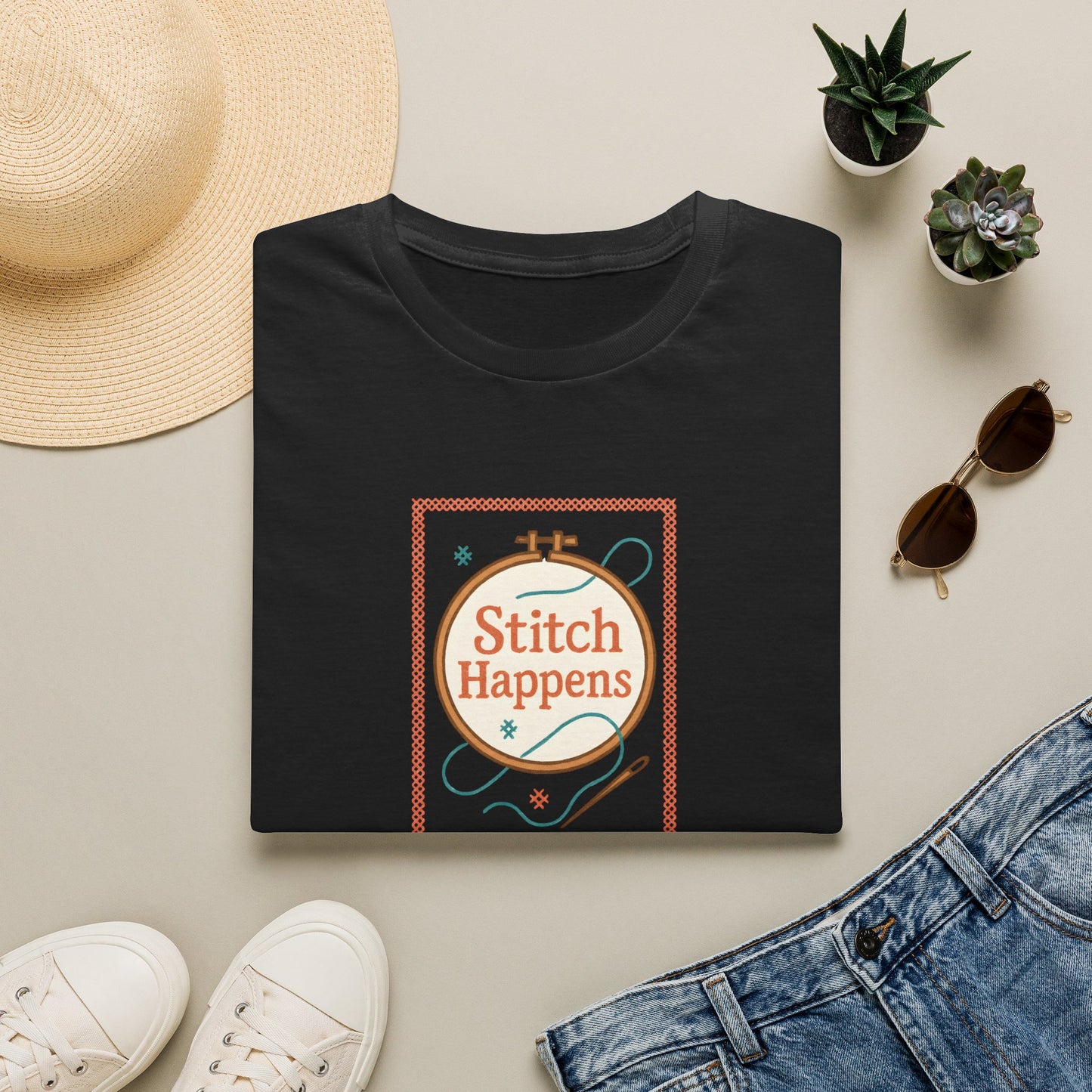 Stitch Happens Embroidery T-Shirt